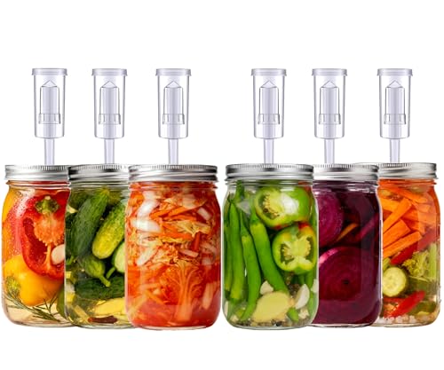 Fermentation Lids,6 Pack Fermentation Kit for Wide Mouth Jars,6 Fermenting Lids with 6 Airlocks,6 Silicone Grommets(Jars Not Included)