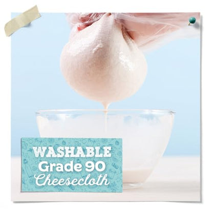 Fermentaholics Unbleached Grade 90 Cheesecloth | 1 Square Yard, Ultra Fine-Mesh, Food-Grade Cheesecloth | Cheese Cloth for Cooking, Straining Cheese, Nut Milks, Bone Broth, Infusions, Tea, etc. (1 pack) - size: 1 pack