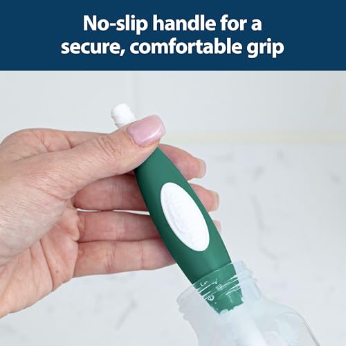 Dr. Brown's Soft Touch No Scratch Baby Bottle Cleaning Brush, Nipple Cleaner & Suction Cup Base for Easy Storage, BPA-Free, Green (Pack of 1) - style: Green
