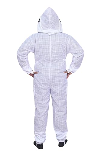 3 Layers Beekeeping Suit for Men and Women, Ventilated Mesh Full Body Protective Gear, (White, 2-XL) - size: 2-XL