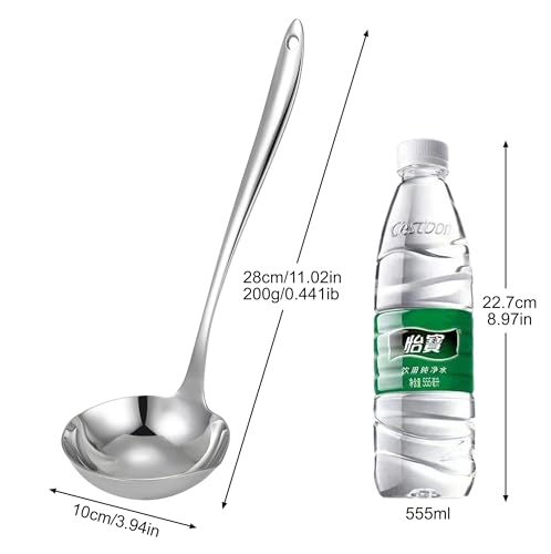 4.Oz 18/10 Stainless Steel Kitchen Ladle Cooking Utensils with 11.8-Inch Handle,Heavy Duty Serving Large Soup Spoon,Dishwasher Safe(Silver)