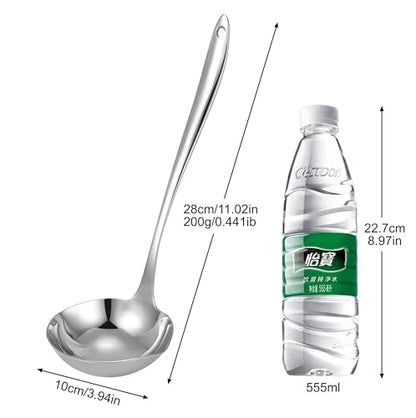 4.Oz 18/10 Stainless Steel Kitchen Ladle Cooking Utensils with 11.8-Inch Handle,Heavy Duty Serving Large Soup Spoon,Dishwasher Safe(Silver)