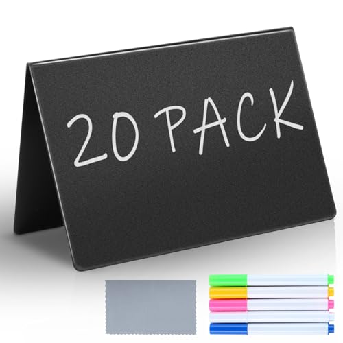20Pcs Food Labels for Party Buffet, 4"x3" Mini Chalkboard Signs for Food Display with 5 Markers, Reusable Food Signs for Buffet, Food Tag Name Card for Wedding, Birthday, Bakery & Catering Display