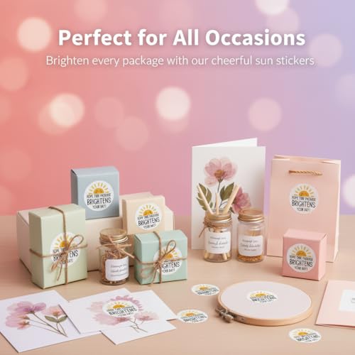 1000pcs Happy Sun Thank You Labels, Hope This Package Brightens Your Day- Sturdy Paper Package Insert Sealing Stickers for Envelope Seals, Scrapbooking, Journaling & Gift Wrapping - color: 1000pcs- Sun Thank You Labels