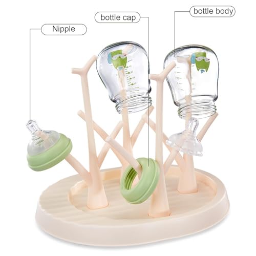Baby Bottle Drying Rack - Countertop Baby Bottle Drying Rack | Detachable Baby Bottle Holder Storage | Tree-Shaped Bottle Dryer Rack | Space-Saving Bottle Holder for Baby Bottle, Beige - color: Beige