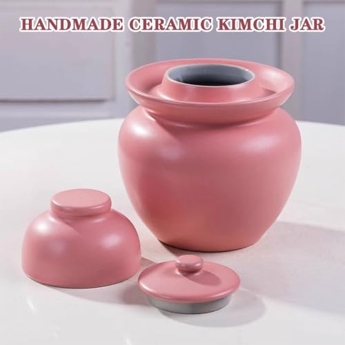 Matte Pink Stylish Pickle Jar, Household Large Capacity Rice Storage Barrel, Water Seal Design Fermentation Tank, Pickled Pickles and Beans(5kg/176.4oz) - size: 5kg/176.4oz
