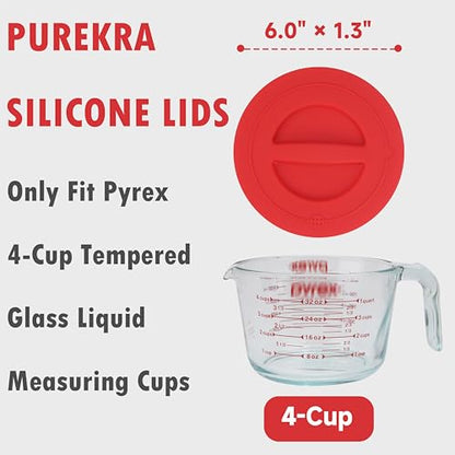 1 Pack Silicone Replacement Lids, Only Fit For Pyrex 4-Cup Tempered Glass Liquid Measuring Cups, Reusable & Food-Grade Silicone, Dishwasher & Microwave Safe (Cups not Included) - size: Lids For 4-Cup
