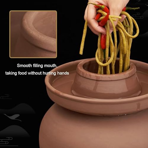 Natural Unglazed Ceramic Fermentation Crock Jar Kit,Sauerkraut Crock, Chinese Porcelain Pickle Jar with Water Seal Airlock Lid,Pickle Jar for Pickling Pickles 6Kg*1