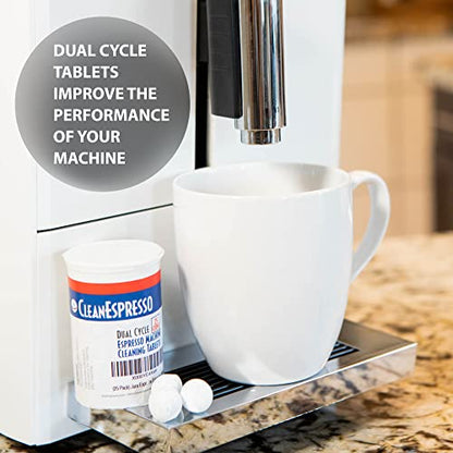 CleanEspresso - 25 Cleaning Tablets Designed For Jura Coffee Machines - 3.5g Dual Cycle Espresso Machine Cleaning Tablets for Jura Espresso Machines - Coffee Maker Cleaner