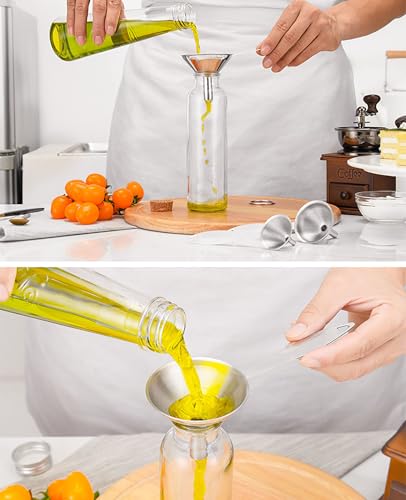 Stainless Steel Funnel, 3 Pcs 3 Different Size Funnels with Handle and 1 Cleaning Brush for Filling Bottles Flask in Kitchen (1)