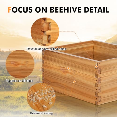 8 Frame Deep Brood Beehive Board Unassembled Bee Box Wax Coated Bee Hives Body Comes with Pack of Screws(No Frames or Foundations) - size: 8 Frame Deep