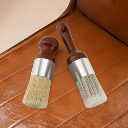 2 Pcs Salve Brush for Furniture,Leather & Wood Furniture Salve Brush Wa-x Brushing Tool with Comfortable Handle & Soft Bristles for Furniture Car Seats Jackets Shoes Cleaning Maintenance