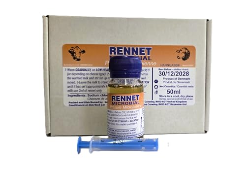 Liquid Rennet - Vegetarian Rennet for Cheese Making 50ml Microbial Coagulant