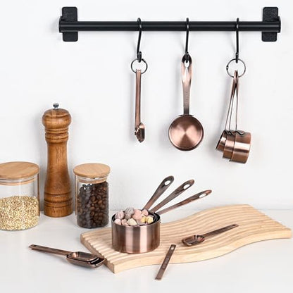 Copper Plate Measuring Cups and Spoons Set of 12, Copper Measuring Cups and Spoons Set with Leveler, Stainless Steel Measuring Spoons & Cups for Dry & Liquid Ingredients During Kitchen&Baking - color: B02: Copper-5Cups+6Spoons