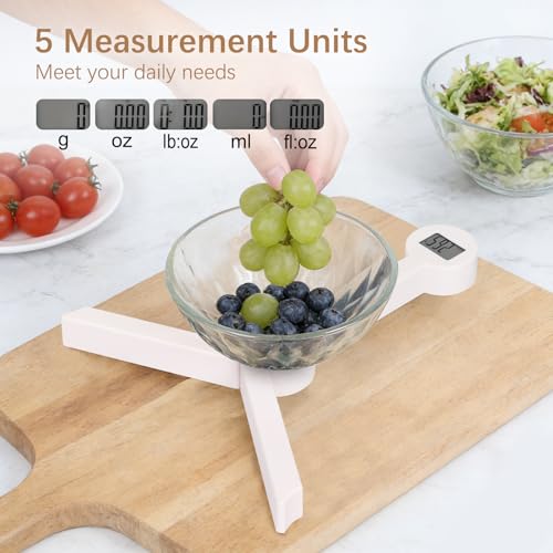 Compact Folding Digital Kitchen Scale, Highly Accurate Portable Food Scale with LCD Display, Auto Power Off and Tare Features, for Measuring Intake of Healthy Eating People (White) - color: White