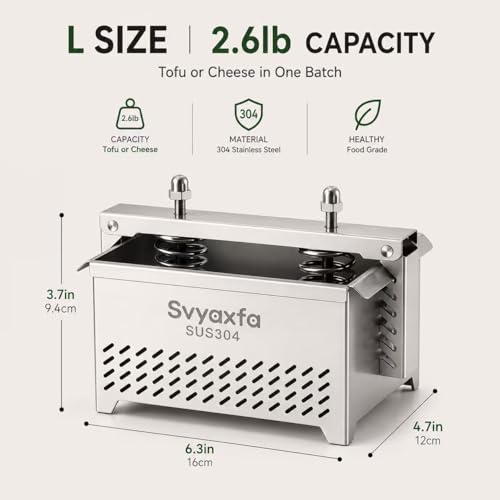 Tofu Press Stainless Steel, 304 Stainless Steel Paneer Maker & Cheese Press with Drip Tray, Adjustable Pressure Tofu Presser for Firm & Extra Firm Tofu, Dishwasher Safe, BPA FreeFood Strainer(6.6*4.7) - size: 6.6*4.7