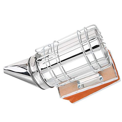 CDQL Stainless Steel Beekeeping Smoker, Large Pro Bee Smoker with Red Cowhide Smoke Storage Part, Mounting Hook, Easy to Carry and Store, Beekeeping Equipment for Beekeeper