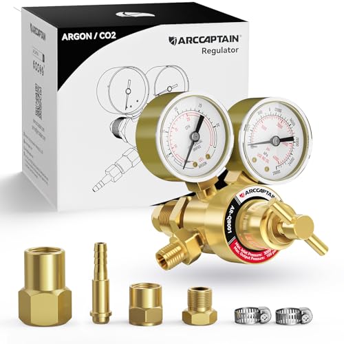 ARCCAPTAIN Argon CO2 Regulators, Welding Regulator for MIG and TIG, 0-4000 PSI, 0-30+ CFH, CGA580 and CGA320 Inlet Connection - style: 0-4000 PSI with CGA320