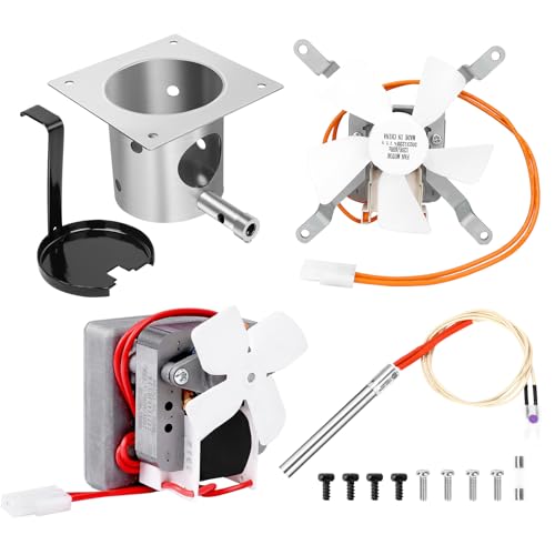 SUS304 Stainless Steel Fire Burn Pot and Hot Rod Ignitor Kit Replacement Parts for Traeger & Pit Boss Wood Pellet Grill Smoker, Induction Fan, 2.0 RPM Auger Motor with Ash Remover, Screws & Fuse - size: L1 Fire Burn Pot + Ignitor + Motor + Fan