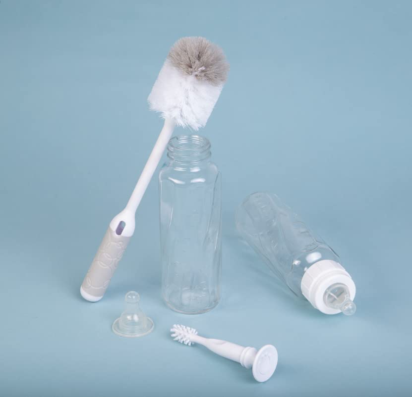 Ubbi Baby Bottle Brush Set, Bottle Brush and Nipple Brush, Baby Cleaning Essentials, Gray (Pack of 2) - size: Pack of 2