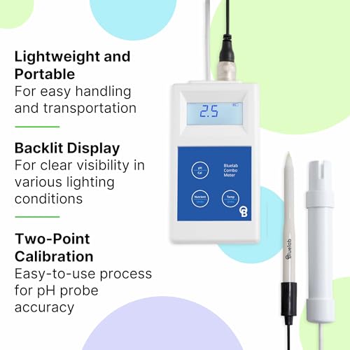 Bluelab METCOMPLUS Combo Meter Plus for pH, Temperature, and Conductivity in Water and Soil with Easy Calibration, Digital Nutrient (TDS/PPM) Testing Kit for Hydroponic System & Growing Indoor Plants - style: pH/EC/Temp Meter in Multiple Substrates
