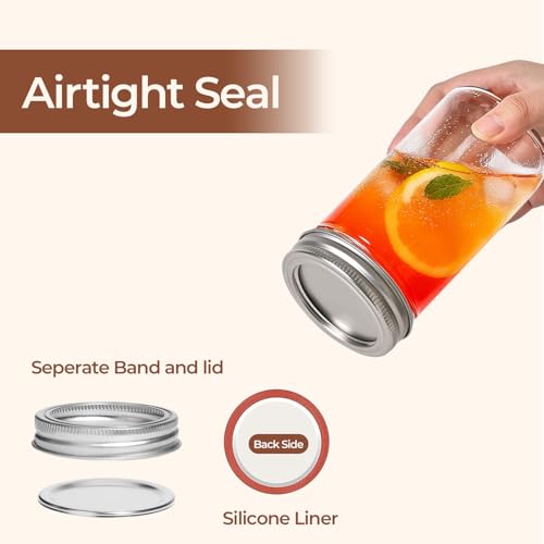 ComSaf 12 oz Mason Jars, 6 Pack Regular Mouth Glass Jars with Lids | BPA-Free Materials, Juice, Pickles, Sauces, Desserts, Overnight Oats, Medium Portions - size: 12oz*6 regular mouth