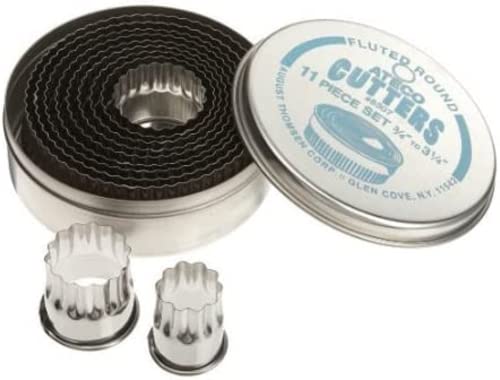 Ateco Fluted Edge Round Cutters in Graduated Sizes, Stainless Steel, 11 Pc Set - size: Fluted Edge, style: Round (11 pcs)