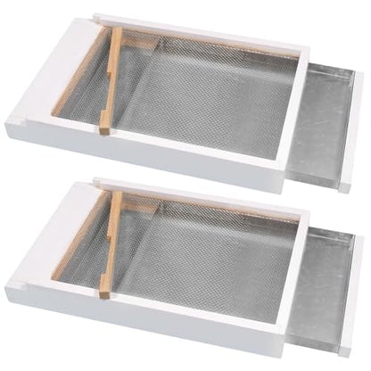 2 Pcs Bee Hive Metal Screened Bottom Board for 8-Frame Hives, Paint Finishing with Entrance Reducer Beehive Metal Screened Bottom Board for 8-Frame Langstroth Hives Beekeeping Supplies - size: 8-Frame