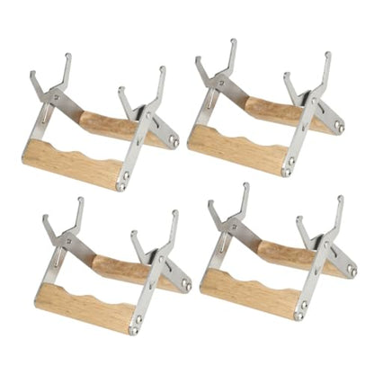 NUOBESTY 4pcs Beekeeping Frame Holder and Hive Frame Gripper Set with Wood Handle, Beehive Lifter Tool for Honey Harvesting and Hive Inspection in Beekeeping Supplies