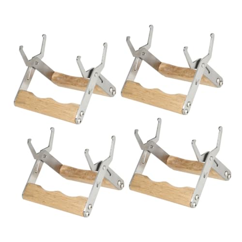 NUOBESTY 4pcs Beekeeping Frame Holder and Hive Frame Gripper Set with Wood Handle, Beehive Lifter Tool for Honey Harvesting and Hive Inspection in Beekeeping Supplies