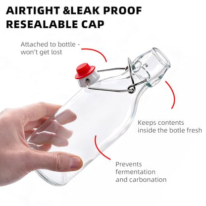 1Pc (12oz fat) clear Swing Top Brewing Bottles with Leak Proof Easy Caps, Glass Beer Bottle Flip Top Bottles For Kombucha, Kefir, Vanilla Extract, Beer (12oz fat) - size: 12 Ounces