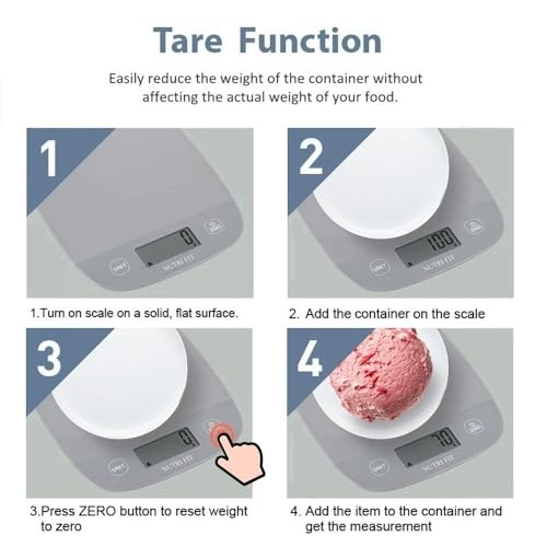 NUTRI FIT Food Scale Kitchen Scales Digital Weight Grams and Ounces for Baking Cooking, Weighing Scale Portion Control, Max 11lb 1g Increment 6 Units Smart Tare Hanging Storage, Gray - color: Cool Gray