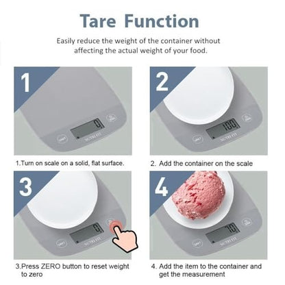 NUTRI FIT Food Scale Kitchen Scales Digital Weight Grams and Ounces for Baking Cooking, Weighing Scale Portion Control, Max 11lb 1g Increment 6 Units Smart Tare Hanging Storage, Gray - color: Cool Gray