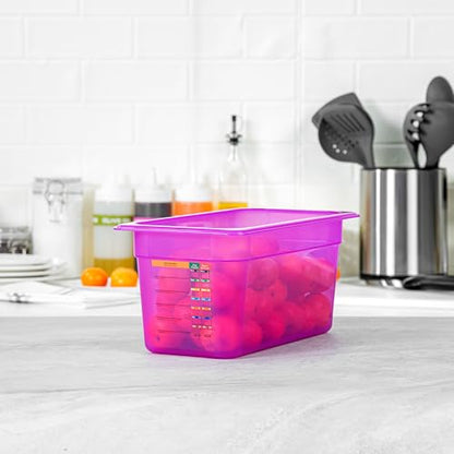 Restaurantware Food Storage Container 1 Pack of 5.6 qt Plastic Stackable Microwave-Safe Bin Dishwasher Safe Freezer Safe Purple Containers for Kitchen Storage - size: 1/3 Size