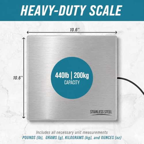 Smart Weigh Digital Postal Shipping Scale, Heavy Duty, 440 lb Capacity, 6 oz Readability, Hold & Tare Function, Stainless Steel Platform