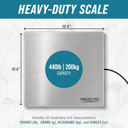 Smart Weigh Digital Postal Shipping Scale, Heavy Duty, 440 lb Capacity, 6 oz Readability, Hold & Tare Function, Stainless Steel Platform