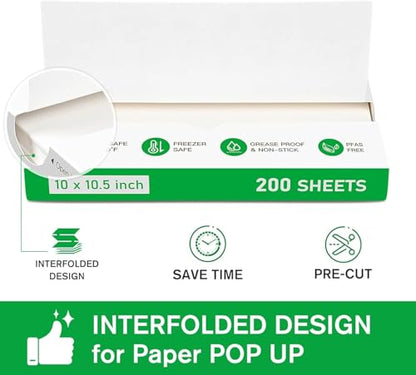 EcoDispose 2000 Count 10" x 10-1/2" Precut Pop Up Deli Paper Sheets, Interfolded Heavy Duty Oil-Resistant White Paper for Bakery, Food Wrap, Serving, Oven, Air Fryer & Microwave - color: White, size: 10"x10.5"inch