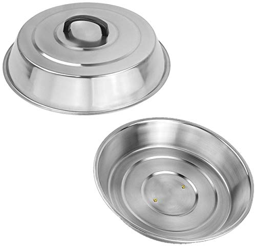 BBQ Accessories 12 Inch Round Stainless Steel Basting Cover - Cheese Melting Dome Round Cast Iron Grill Press Kit for Hamburger Bacon Steak, Best fits for Blackstone Camp Chef Flat Top Griddle Grill - color: Round Press