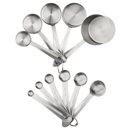 Measuring Cups and Spoons Set, 18/8 Stainless Steel Measuring Cups and Spoons Set, 5 Metal Measuring cup & 6 Baking Measuring Spoon, Imperial & Metric Measure Cup and Spoon Set 11 - color: Siliver, size: B: 5cups+6spoons