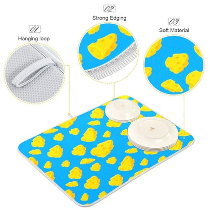 Qilmy Cheese Dish Drying Mat Absorbent Reversible Dish Drainer Pad Tableware Mat for Kitchen Counter Home Decoration, 16 x 18 Inch - size: 16 x 18 Inch