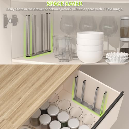 Reusable Bag & Bottle Drying Rack, Baby Bottle Drying Rack, Collapsible Cup Drying Rack for Glass, Mugs -Stainless Steel Countertop Organizer - size: Large