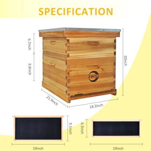 8 Frame Bee Hive Complete Beehive Kit Coated with Beeswax Includes Beehive Frames and Waxed Foundations - size: 20 Frames
