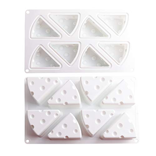 Cheese Shape Silicone Mold, BPA Free 8 Cavities Food Grade Mould for Cheese Cake Mousse Cake Brownies Chocolate Cheese Ice Cream Soap 11.9''x7.1''x1.7''