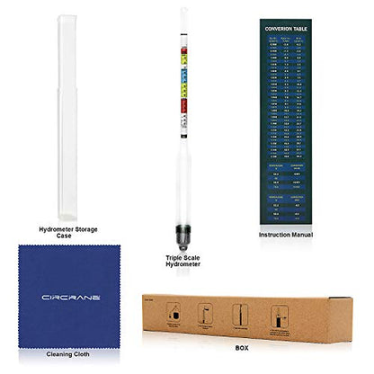 Circrane Triple Scale Hydrometer, Alcohol Hydrometer for Brew Beer, Wine, Mead and Kombucha, ABV, Brix and Gravity Test Kit, Home Brewing Supplies - style: Single Hydrometer