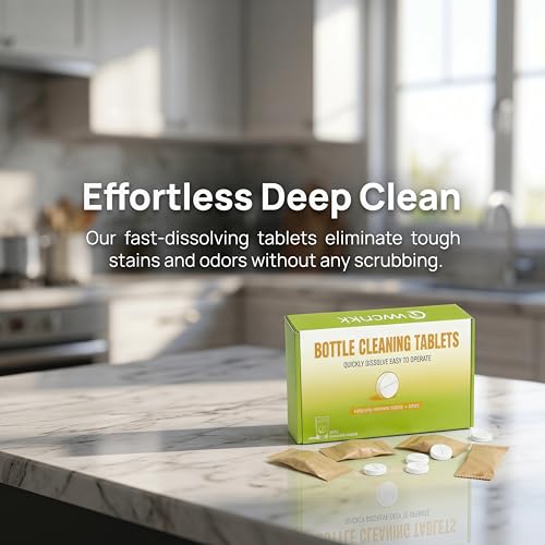 Water Bottle Cleaning Tablets (36 Count) - Deep Clean & Odor Removal for Tumblers, Travel Mugs & Hydration Bladders - No Scrubbing, Removes Coffee & Tea Stains