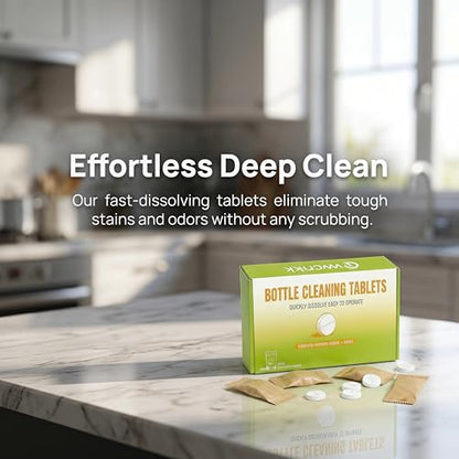 Water Bottle Cleaning Tablets (36 Count) - Deep Clean & Odor Removal for Tumblers, Travel Mugs & Hydration Bladders - No Scrubbing, Removes Coffee & Tea Stains