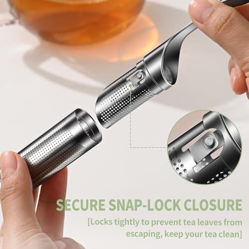 Tea Infuser for Loose Leaf Tea, ASWETMEL 2-in-1 Tea Scoop Infuser Fine Mesh Tea Strainers for Loose Tea Single Cup, 304 Stainless Steel Loose Leaf Tea Steeper, 1Pc
