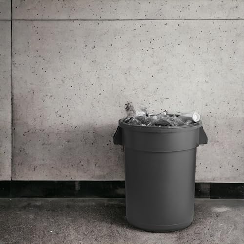 PRO&Family Commercial Round Trash Can, Ingredient Bin, Heavy-Duty Plastic, Anti-Static, Kitchen, Office, Outdoor Use (Black, 32 Gallon) - color: Black, size: 32 Gallon