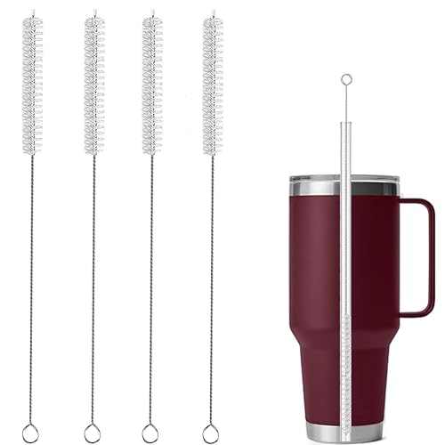 ClDYAUST Straw Cleaner Brush for Stanley Cup, Straw Cleaning Brush by 304 Stainless Steel and Nylon Bristles, Straw Brush for Baby Bottles, Glass/Silicone Straws or Hummingbird Feeders.