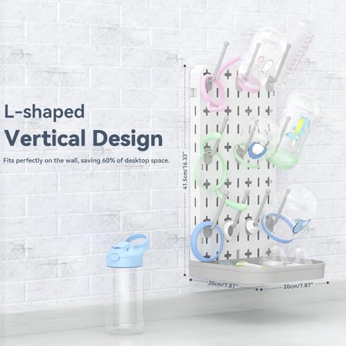Baby Bottle Drying Rack Baby Bottle Holder Space Saving Bottle Dryer Rack Station Countertop Storage Organizer 12 Travel Bottle Drying Rack Vertical Breast Pump Part Plastic Bag Cup Dryer Tower Grey - color: Gray